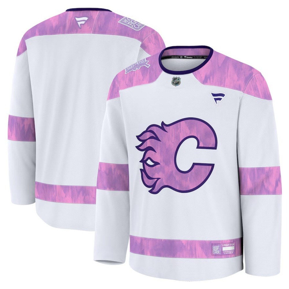 Size M Fanatics Calgary Flames Hockey Fights Cancer White Jersey 2024 NHL NEW